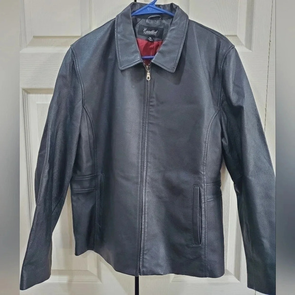 Excelled Collection XL Genuine‎ Leather Jacket black Full Zip collared - Picture 1 of 8